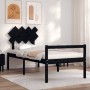 Black solid wood bed frame with headboard by vidaXL, Beds and slatted bases - Ref: Foro24-3195515, Price: 105,26 €, Discount: %