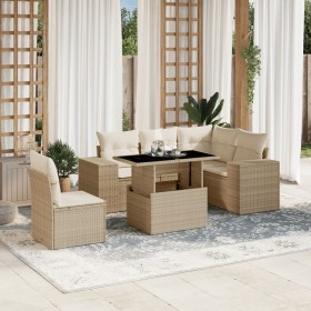 Gartensofa-Set mit 6-teiligen Kissen aus synthetischem Rattan in Beige. von , Gartensets - Ref: Foro24-3269168, Preis: 591,00...