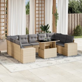 Gartensofa-Set mit 10-teiligen beigen Kissen aus synthetischem Rattan. von , Gartensets - Ref: Foro24-3269369, Preis: 738,54 ...