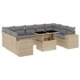 Gartensofa-Set mit 10-teiligen beigen Kissen aus synthetischem Rattan. von , Gartensets - Ref: Foro24-3269369, Preis: 723,45 ...