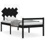 Black solid wood bed frame with headboard by vidaXL, Beds and slatted bases - Ref: Foro24-3195515, Price: 105,99 €, Discount: %