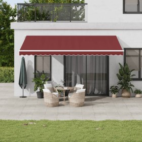 Manual retractable awning with LED lights burgundy 500x300 cm by , Awnings - Ref: Foro24-3214978, Price: 424,03 €, Discount: %