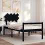 Black solid wood bed frame with headboard by vidaXL, Beds and slatted bases - Ref: Foro24-3195515, Price: 105,99 €, Discount: %