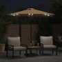 Garden umbrella with LED lights, steel post, taupe color, 225x225x212cm. by , Umbrellas - Ref: Foro24-4005069, Price: 73,83 €...