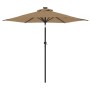 Garden umbrella with LED lights, steel post, taupe color, 225x225x212cm. by , Umbrellas - Ref: Foro24-4005069, Price: 73,83 €...