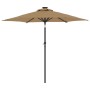 Garden umbrella with LED lights, steel post, taupe color, 225x225x212cm. by , Umbrellas - Ref: Foro24-4005069, Price: 73,83 €...