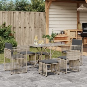 Garden dining set 7 pieces and light gray synthetic rattan cushions by , Garden sets - Ref: Foro24-369014, Price: 341,51 €, D...