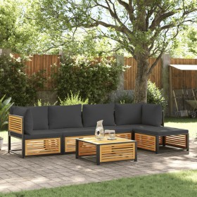 Garden sofa set with 6 pieces, solid acacia wood, and cushions. by , Garden sets - Ref: Foro24-3214881, Price: 714,42 €, Disc...