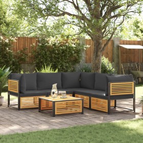 Gartensofagarnitur mit 6-teiligen massiven Akazienholz-Kissen. von , Gartensets - Ref: Foro24-3214883, Preis: 763,66 €, Rabat...