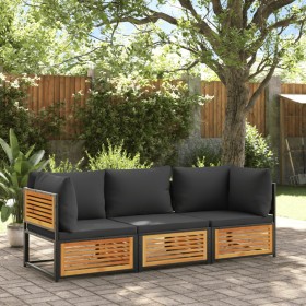 Gartensofagarnitur mit 3-teiligen massiven Akazienholz-Sofas und Kissen. von , Gartensets - Ref: Foro24-3214888, Preis: 416,9...