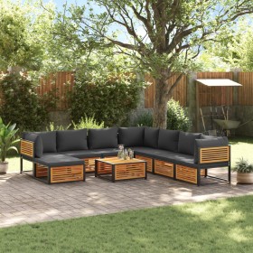 Gartensofa-Set mit 9-teiligen massiven Akazienholz-Kissen. von , Gartensets - Ref: Foro24-3214897, Preis: 1,00 €, Rabatt: %