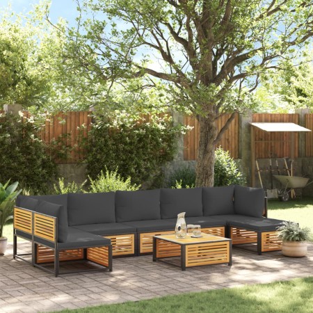 Garden sofa set with 8 pieces, solid acacia wood, and cushions. by , Garden sets - Ref: Foro24-3214904, Price: 1,00 €, Discou...