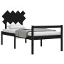 Black solid wood bed frame with headboard by vidaXL, Beds and slatted bases - Ref: Foro24-3195515, Price: 105,99 €, Discount: %