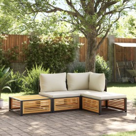 Set of garden sofas with 4-piece solid acacia wood cushions by , Garden sets - Ref: Foro24-3214906, Price: 443,78 €, Discount: %