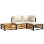 Set of garden sofas with 4-piece solid acacia wood cushions by , Garden sets - Ref: Foro24-3214906, Price: 443,78 €, Discount: %