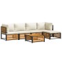 Garden sofa set with 6 pieces, solid acacia wood, and cushions. by , Garden sets - Ref: Foro24-3214910, Price: 707,39 €, Disc...