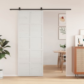 Puerta de granero madera maciza pino blanca 80x208 cm de , Puertas - Ref: Foro24-850645, Precio: 112,45 €, Descuento: %