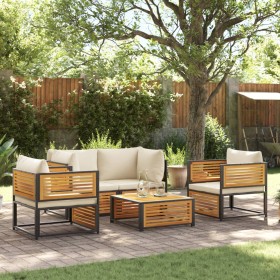 Garden sofa set with 5 pieces, solid acacia wood, and cushions. by , Garden sets - Ref: Foro24-3214919, Price: 667,99 €, Disc...