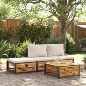 Set of garden sofas with 4-piece solid acacia wood cushions by , Garden sets - Ref: Foro24-3214931, Price: 417,22 €, Discount: %