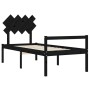 Black solid wood bed frame with headboard by vidaXL, Beds and slatted bases - Ref: Foro24-3195515, Price: 105,99 €, Discount: %