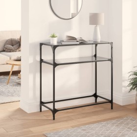 Console table with black glass surface and steel frame 80x35x81 cm by , console tables - Ref: Foro24-846025, Price: 74,99 €, ...