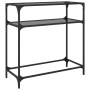 Console table with black glass surface and steel frame 80x35x81 cm by , console tables - Ref: Foro24-846025, Price: 74,83 €, ...