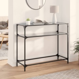 Console table with black glass surface and steel frame 98x35x81 cm by , console tables - Ref: Foro24-846027, Price: 78,12 €, ...