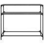 Mesa consola con superficie de vidrio negro acero 98x35x81 cm de , Mesas consola - Ref: Foro24-846027, Precio: 81,31 €, Descu...