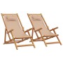 Folding beach chairs, 2 units, taupe fabric and solid wood by , Garden chairs - Ref: Foro24-3214488, Price: 119,99 €, Discoun...