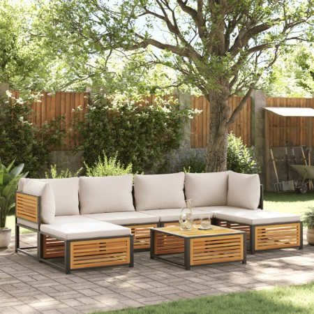 Garden sofa set with 7 pieces, solid acacia wood, and cushions. by , Garden sets - Ref: Foro24-3214927, Price: 808,80 €, Disc...