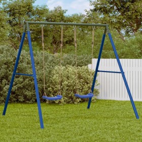 Outdoor swing structure and 4 blue steel hanging hooks by , Accessories for swings and play structures - Ref: Foro24-4009876,...