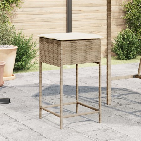 Kitchen stools with 2 synthetic rattan beige cushions by , Garden chairs - Ref: Foro24-368321, Price: 91,99 €, Discount: %