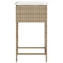 Kitchen stools with 2 synthetic rattan beige cushions by , Garden chairs - Ref: Foro24-368321, Price: 91,06 €, Discount: %