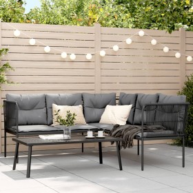 Gartensofa mit schwarzen Kissen aus Stahl und Textilene von , Gartensets - Ref: Foro24-3283745, Preis: 357,40 €, Rabatt: %