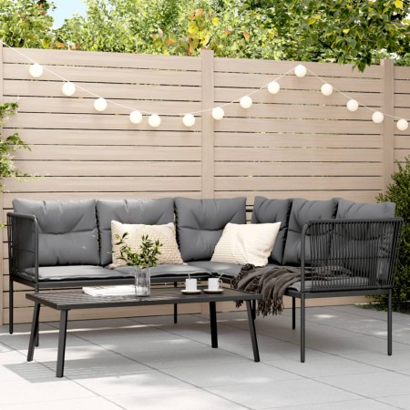 Garden sofa with black steel frame and textilene cushions by , Garden sets - Ref: Foro24-3283745, Price: 357,11 €, Discount: %