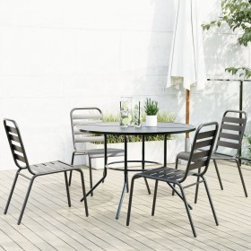 Stackable garden chairs, set of 5, made of steel with a gray powder coating. by , Garden sets - Ref: Foro24-3283766, Price: 3...