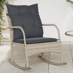 Light gray synthetic rattan garden rocking chair with cushions by , Garden chairs - Ref: Foro24-369023, Price: 105,27 €, Disc...