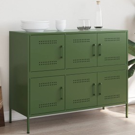 Cold-rolled steel sideboard in olive green 100.5x39x79 cm by , Sideboards - Ref: Foro24-843100, Price: 184,37 €, Discount: %