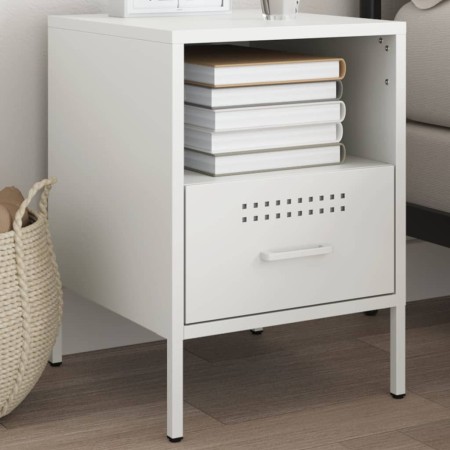 Mesita de noche de acero laminado en frío blanco 36x39x50,5 cm de , Mesitas de noche - Ref: Foro24-843064, Precio: 78,65 €, D...