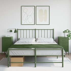 Bedside tables 2 units, olive green laminated steel, 36x39x68 cm by , Nightstands - Ref: Foro24-843087, Price: 286,99 €, Disc...