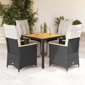 Garden table and 5-piece chair set with black synthetic rattan cushions. by , Garden sets - Ref: Foro24-3276960, Price: 579,4...