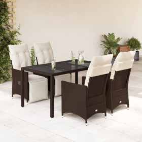 Garden table and 5-piece chair set with brown synthetic rattan cushions. by , Garden sets - Ref: Foro24-3276917, Price: 593,2...