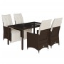 Garden table and 5-piece chair set with brown synthetic rattan cushions. by , Garden sets - Ref: Foro24-3276917, Price: 593,2...