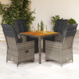 Gartentisch und Stühle 5-teilig und Kissen aus grauem Kunststoff-Rattan von , Gartensets - Ref: Foro24-3276886, Preis: 540,99...