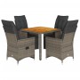 Garden table and 5-piece chair set with gray synthetic rattan cushions. by , Garden sets - Ref: Foro24-3276886, Price: 586,05...