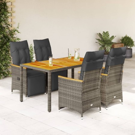 Garden table and 5-piece chair set with gray synthetic rattan cushions. by , Garden sets - Ref: Foro24-3276969, Price: 612,77...