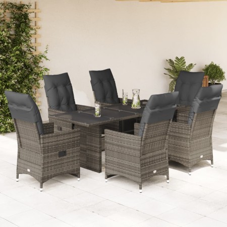 Garden table and 7-piece chairs set with gray synthetic rattan cushions. by , Garden sets - Ref: Foro24-3276899, Price: 966,0...