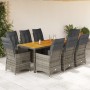 Garden table and 9-piece chair set with gray synthetic rattan cushions. by , Garden sets - Ref: Foro24-3276890, Price: 1,00 €...