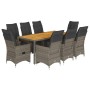 Garden table and 9-piece chair set with gray synthetic rattan cushions. by , Garden sets - Ref: Foro24-3276890, Price: 1,00 €...