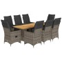 Garden table and 9-piece chair set with gray synthetic rattan cushions. by , Garden sets - Ref: Foro24-3276892, Price: 1,00 €...